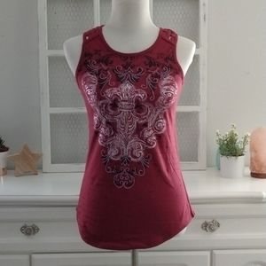 Maurices bordo embellished w/ lace studded sleeveless soft top